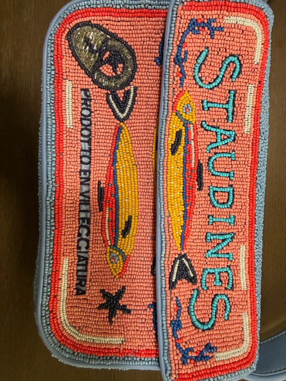 STAUD Beaded Pink and Blue Embellished Shoulder Bag - Picture 8 of 8